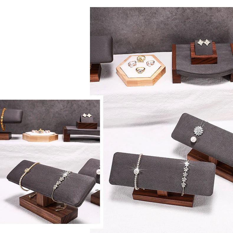 Walnut Bracelet Display Rack Bangle Watch Organizer Storage Showcase Stands Jewelry Display Props