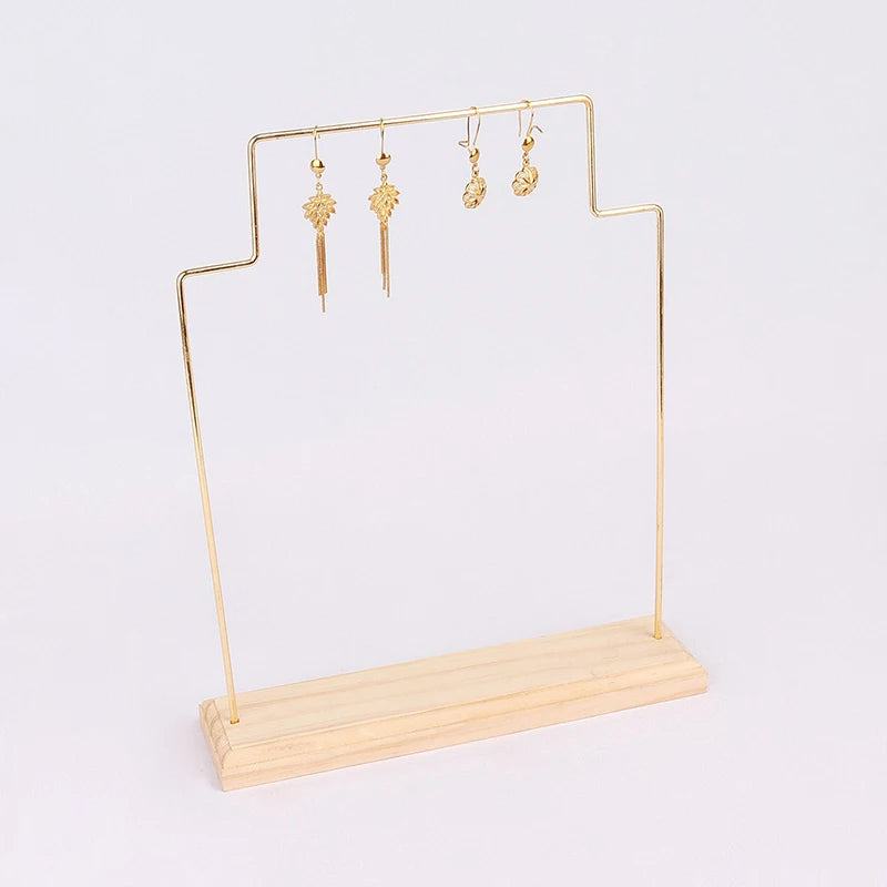 Earrings Necklace Hanging Organizer Jewelry Display Rack Stand Bracelet Holder with Wood Base Jewelry Storage Rack