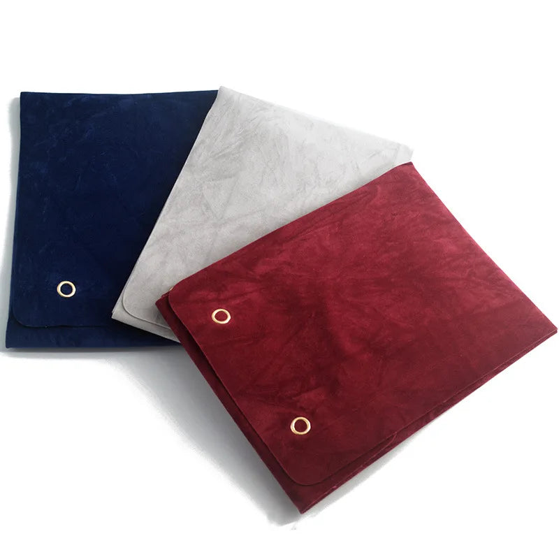 Pearl Necklace Storage Bag Holder Wine Red Double-Sided Textured Fabric Pouch Exhibiting Travel Jewelry Collection Display Bag