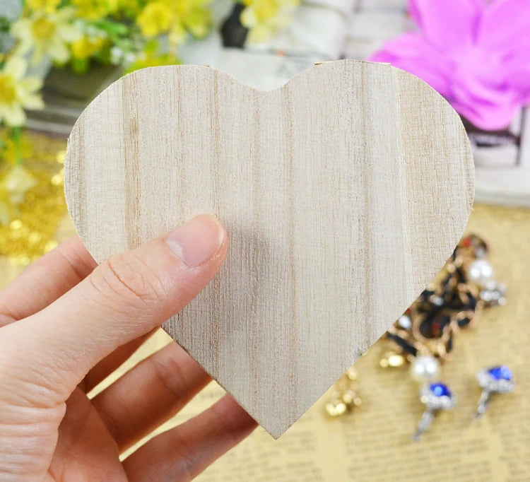 Heart-Shaped Wooden Box Jewelry Case Ring Storage Wooden Contianer Jewelry Creative Gift Box New