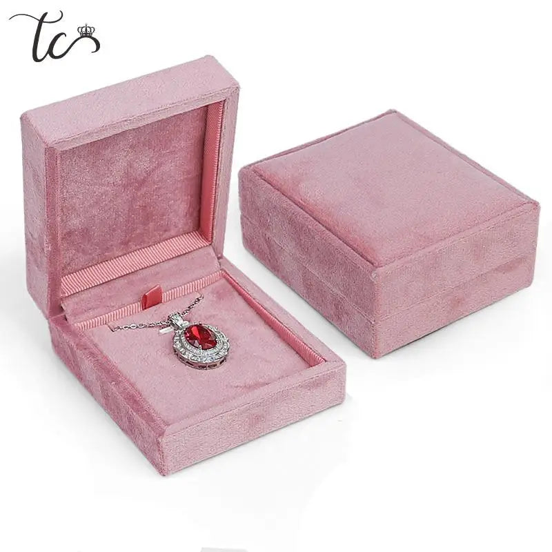 New Velvet Boxes for Ring and Necklace Jewelry Packaging Box Weeding Ring Case Pendant Necklace Holder Valentine's Day Gift Box