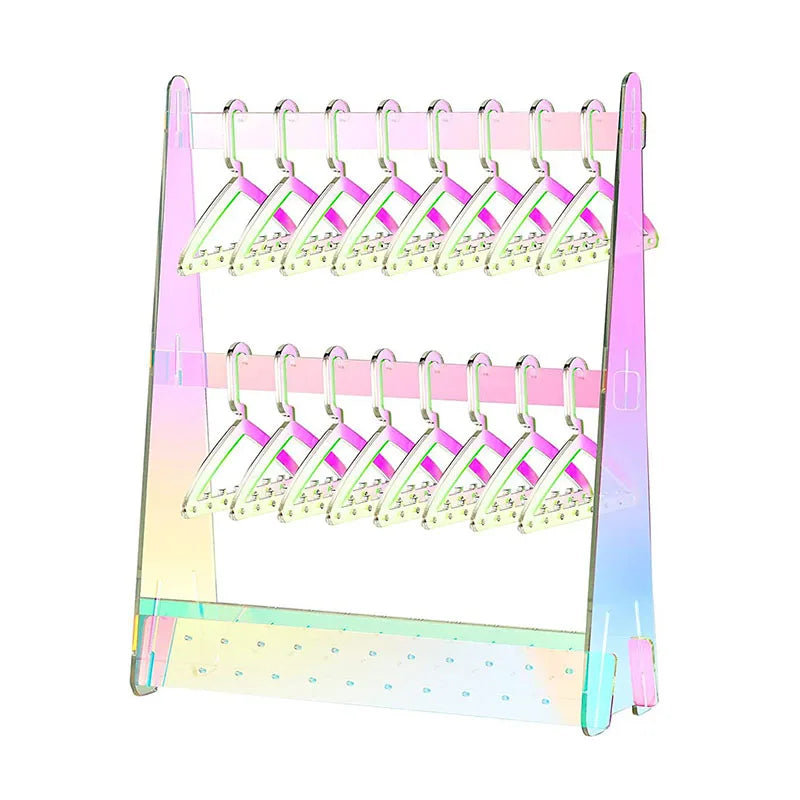 Rainbow Acrylic Frame Jewelry Storage Organizer Earring Holder with Mini Hanger Dresser Jewelry Colllection Rack
