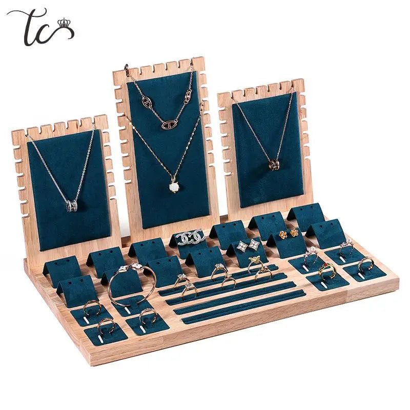 Solid Wood Jewelry Display Stand Necklace Pendant Ring Earrings Bracelet Storage Display Stand