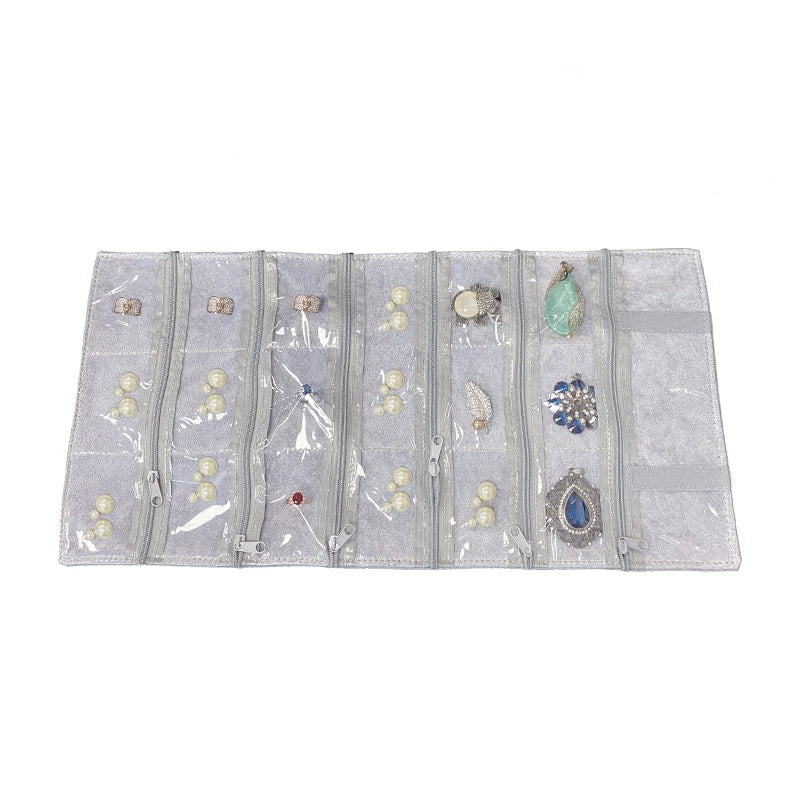 Velvet Zipper Pvc Lattice Dust-Proof and Antioxidant Jewelry Wrap Bag Brooch Ring Earring Organizer Organizer Bag