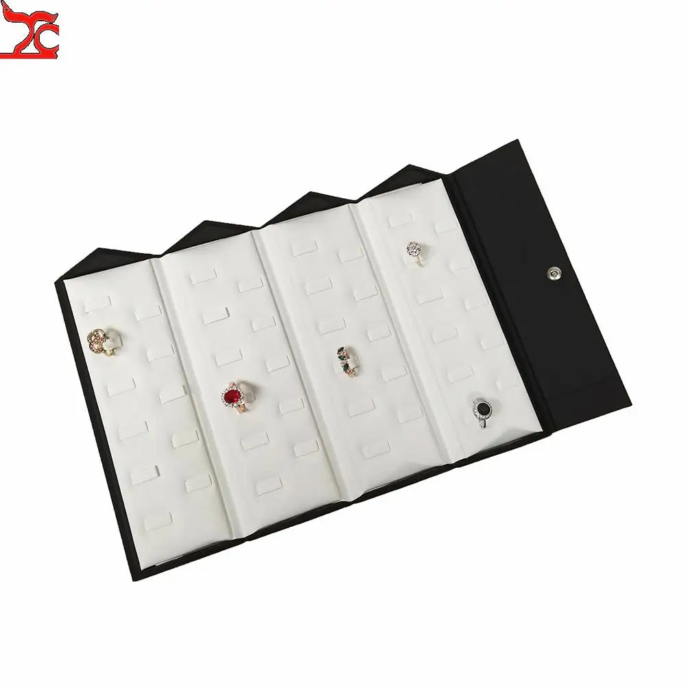 1 Piece Black Pu Jewelry Display Storage Case Pendant Chain Bracelet Organizer Casket Ring Earring Protection Travel Roll Bag