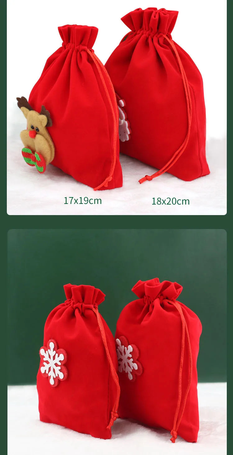 Red Velvet Jewelry Gift Bags High-Capacity Christmas Apple Packaging Bags Halloween Children's Chocolate Candy Organizer Pouch