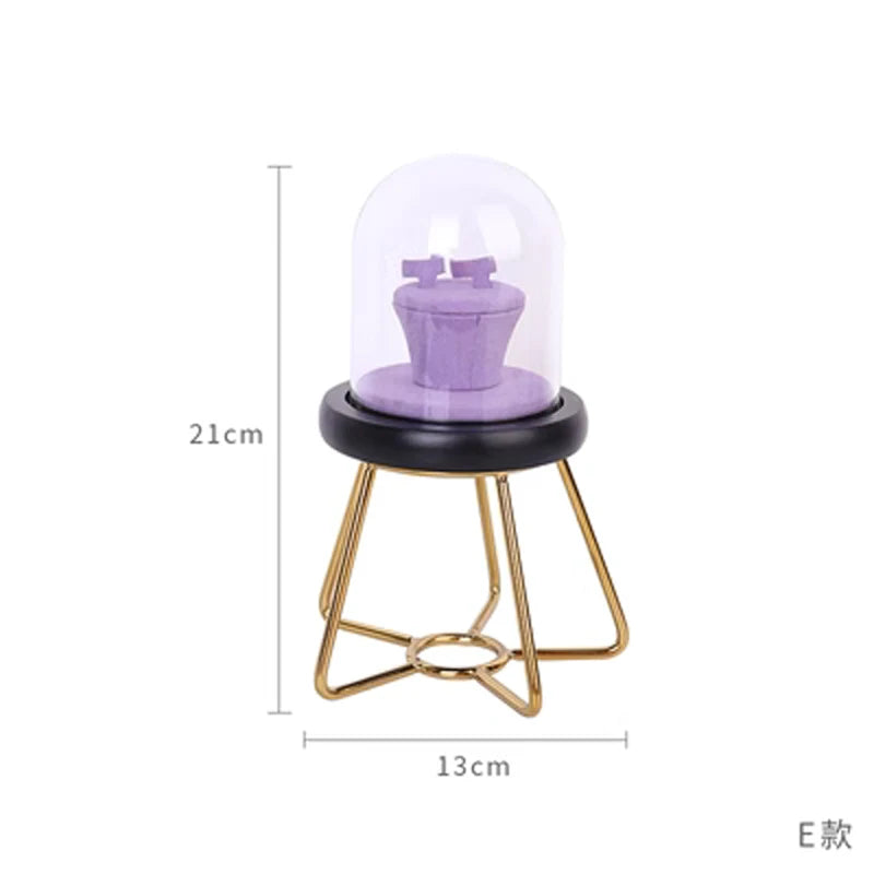 Purple with Dust and Oxidation Proof Glass Cover Jewelry Display Rack Window Ring Earrings Pendant Display Props