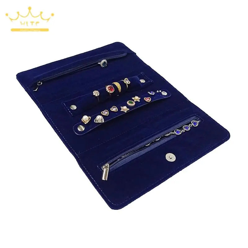 Portable Roll-up Jewelry Roll Storage Bag Folding Travel Earrings Necklaces Bracelets Rings Container Storage