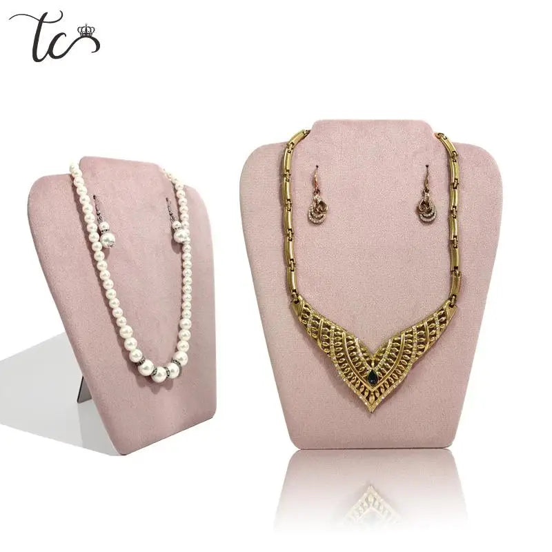 New Jewelry Display Stand Velvet Pu Pearl Necklace Display Board Pendant Earrings Storage Stand Counter Display