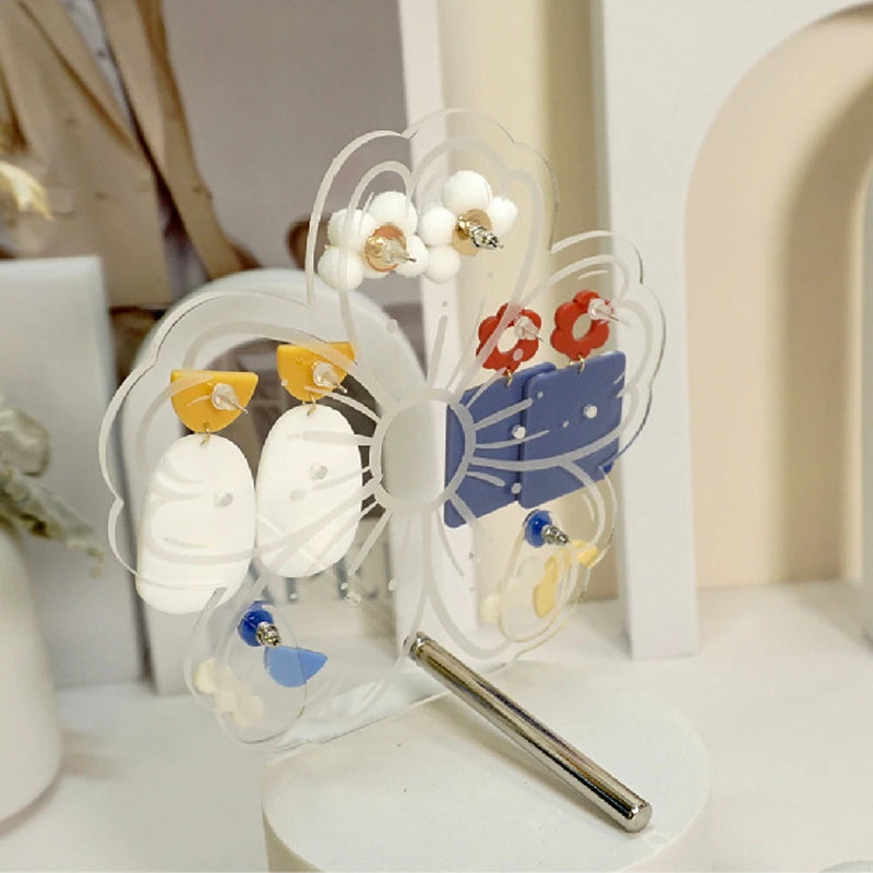 Transparent Acrylic Earring Rack Earring Flower Shape Jewelry Display Fram Detachable Earring Brooch Holder