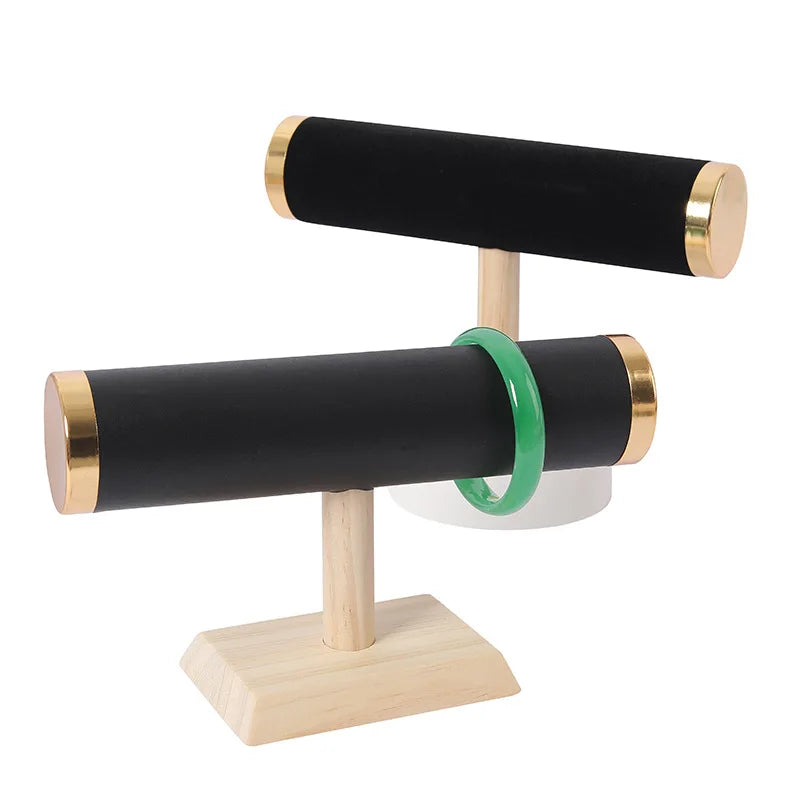 T-Shaped Wood Watch Holder Bangle Necklace Jewelry Display Stand Bracelet Showcase Organizer for Exhibitors Store Window