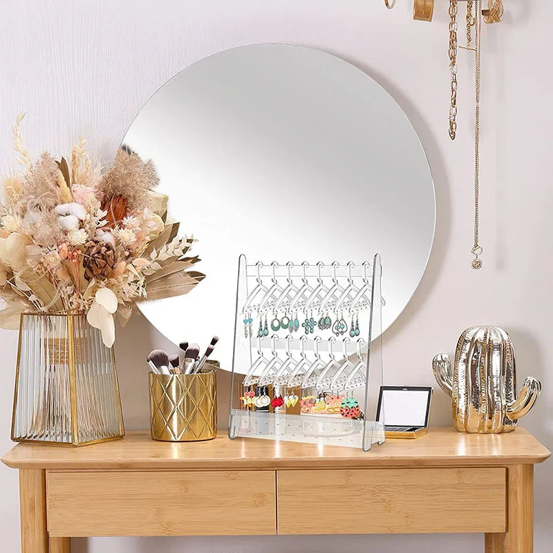 Rainbow Acrylic Frame Jewelry Storage Organizer Earring Holder with Mini Hanger Dresser Jewelry Colllection Rack