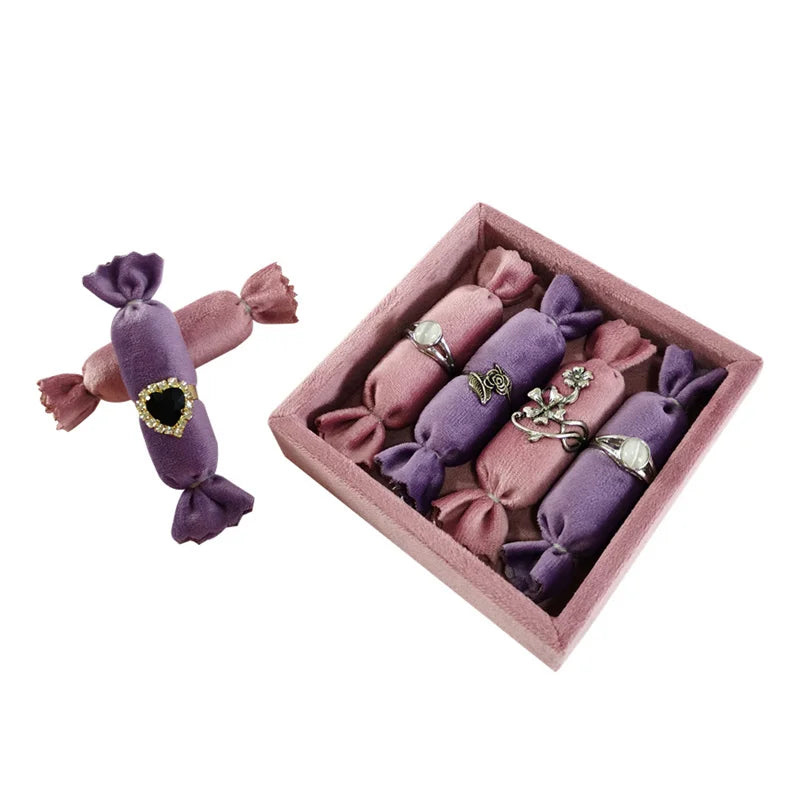 Velvet Candy Shaped Ring Storage Rack Earrings Bracelet Pendant Necklace Jewelry Storage Display Tray