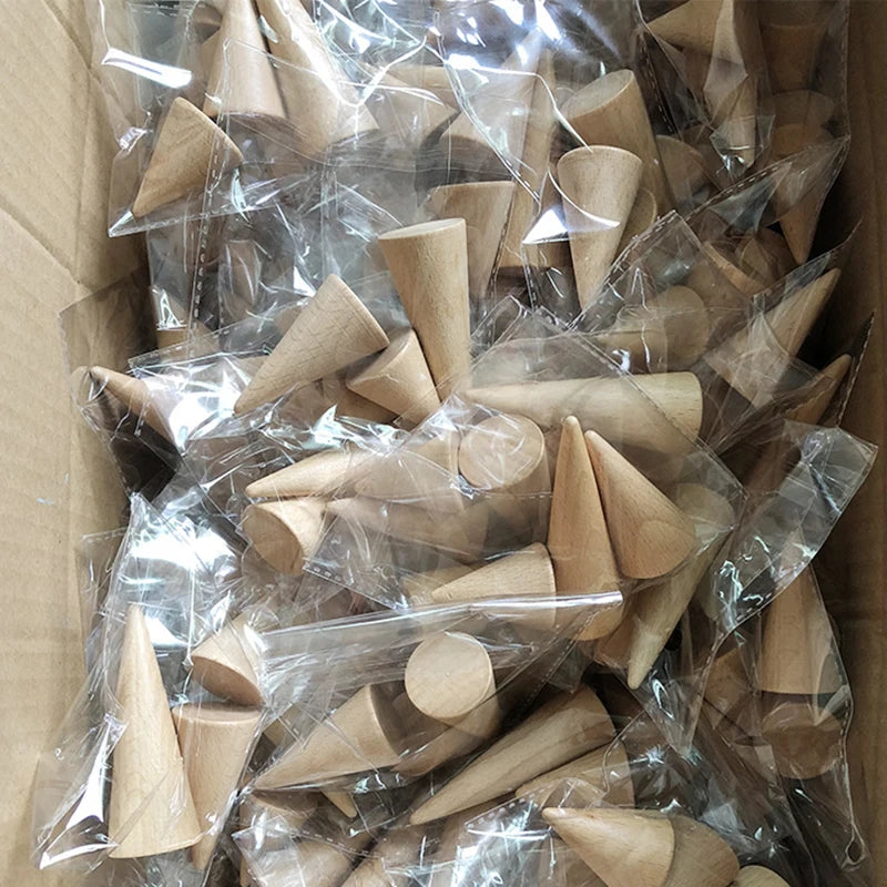 Solid Wood Cone Ring Display Stand Jewelry Counter Ring Display Props Jewelry Storage Rack Rings Organizer