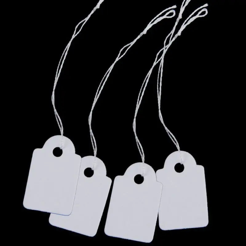 500 Pcs Jewelry Strung Pricing Price Tags with String Silver Merchandise Cloth Label Price Label