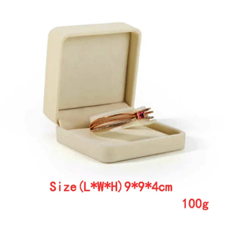 High Quality Beige Flannel Jewelry Box Jewelry Box Ring Necklace Earrings Pendant Storage Box