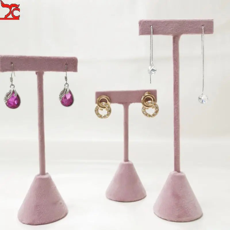 Jewelry Rack Display All Pink Velvet Cloth Window Necklace Ring Jewelry Display Props High-End Display Props Free Combination