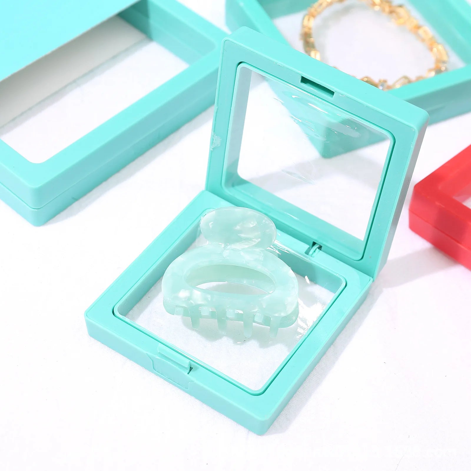 Suspended Box Pe Film and Outer Box and Gift Bag Set Jewelry Holder Ring Bracelet Jewelry Storage Case Set Gift Packaging