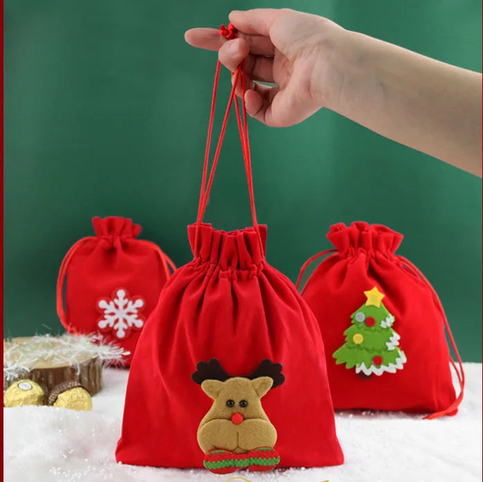 Red Velvet Jewelry Gift Bags High-Capacity Christmas Apple Packaging Bags Halloween Children's Chocolate Candy Organizer Pouch