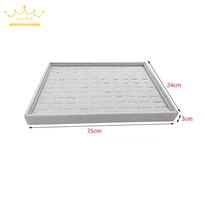 Velvet Jewelry Plate Hundred Ring Display Tray Ear Stud Storage Box Jewelry Display Prop Ring Earring Organizer 35*24Cm