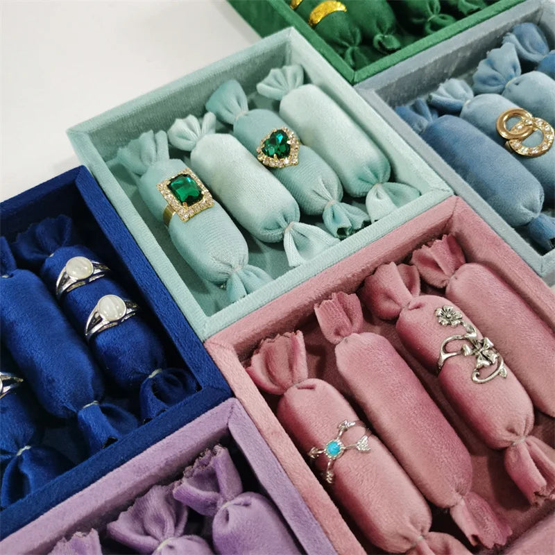 Velvet Candy Shaped Ring Storage Rack Earrings Bracelet Pendant Necklace Jewelry Storage Display Tray