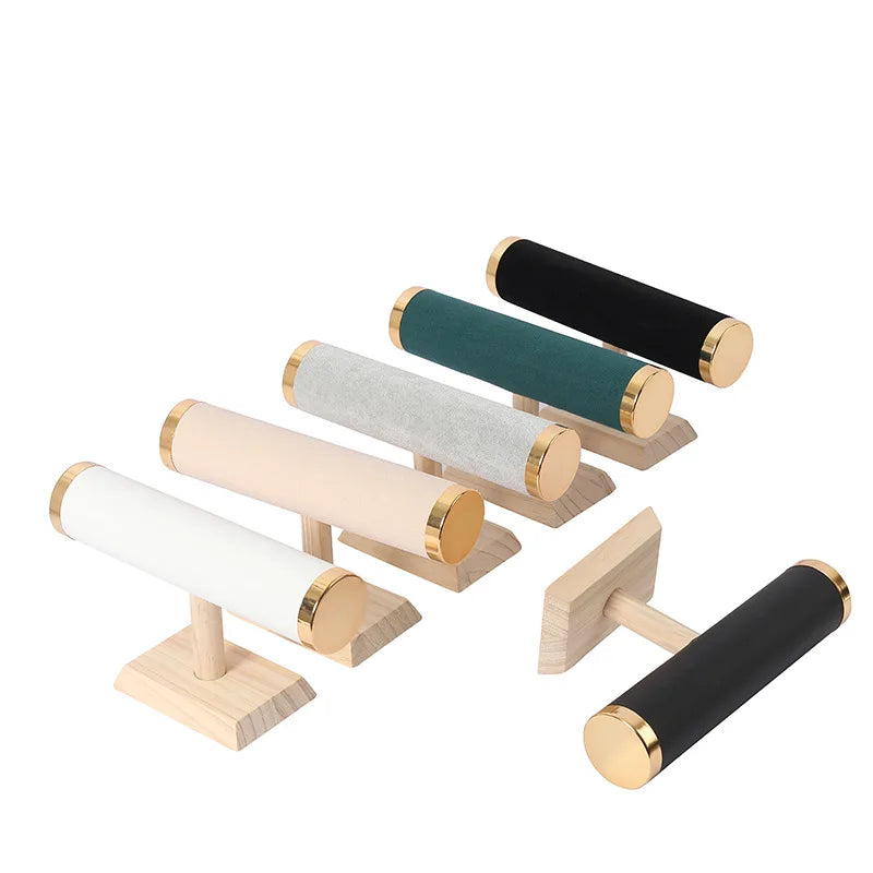 T-Shaped Wood Watch Holder Bangle Necklace Jewelry Display Stand Bracelet Showcase Organizer for Exhibitors Store Window