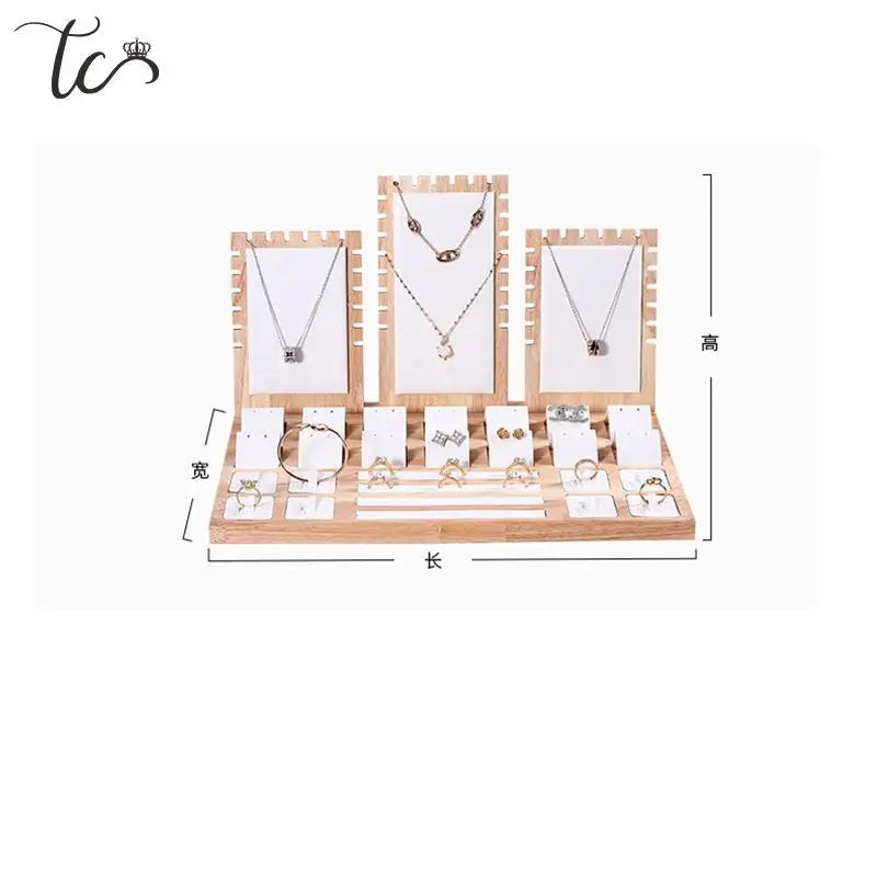 Solid Wood Jewelry Display Stand Necklace Pendant Ring Earrings Bracelet Storage Display Stand