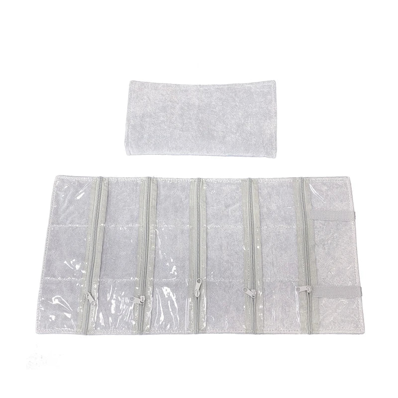 Velvet Zipper Pvc Lattice Dust-Proof and Antioxidant Jewelry Wrap Bag Brooch Ring Earring Organizer Organizer Bag