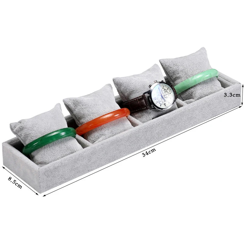 3-Layer Bracelet Display Tray Rings Earrings Organizer Plate Wactch Holder with Small Pillows Gray & Black Available