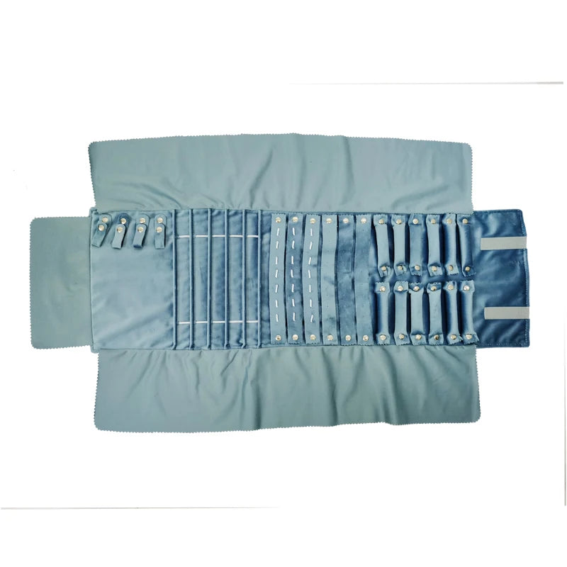 Velvet Jewelry Roll Bag Portable Travel Jewelry Roll Ring Earrings Necklace Pendant Storage Display Bag