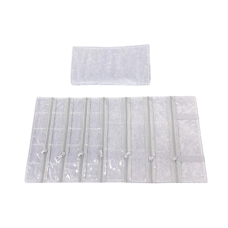 Velvet Zipper Pvc Lattice Dust-Proof and Antioxidant Jewelry Wrap Bag Brooch Ring Earring Organizer Organizer Bag