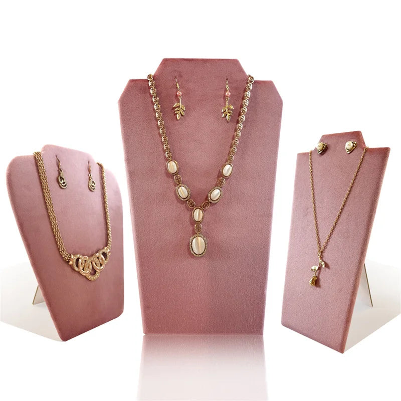Velvet Necklace Display Stand Jewelry Organizer Rack Pearl Necklace Earrings Display Board for Exhibitor Jewelry Showcase Props