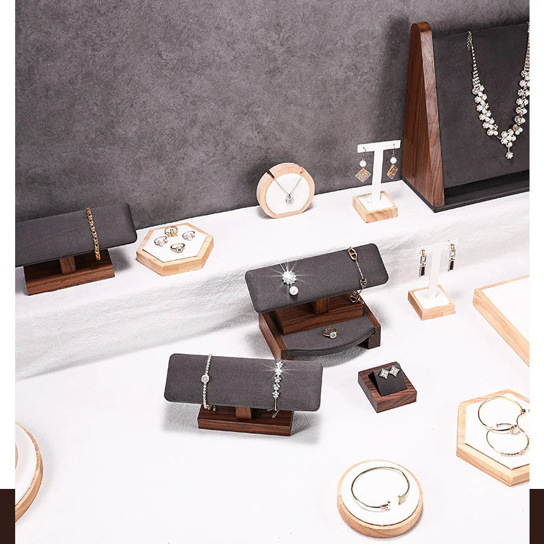 Walnut Bracelet Display Rack Bangle Watch Organizer Storage Showcase Stands Jewelry Display Props