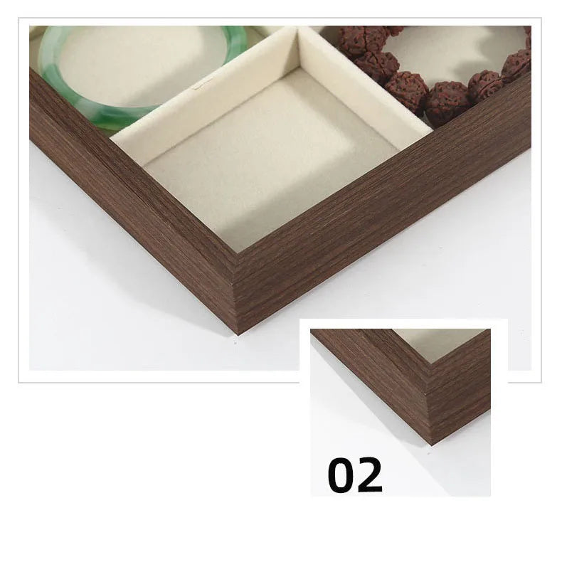 Wood Grain Jewelry Display Tray Ring Bracelet Holder Large Size Jewelry Organizers Storage Necklace Earrings Display Props