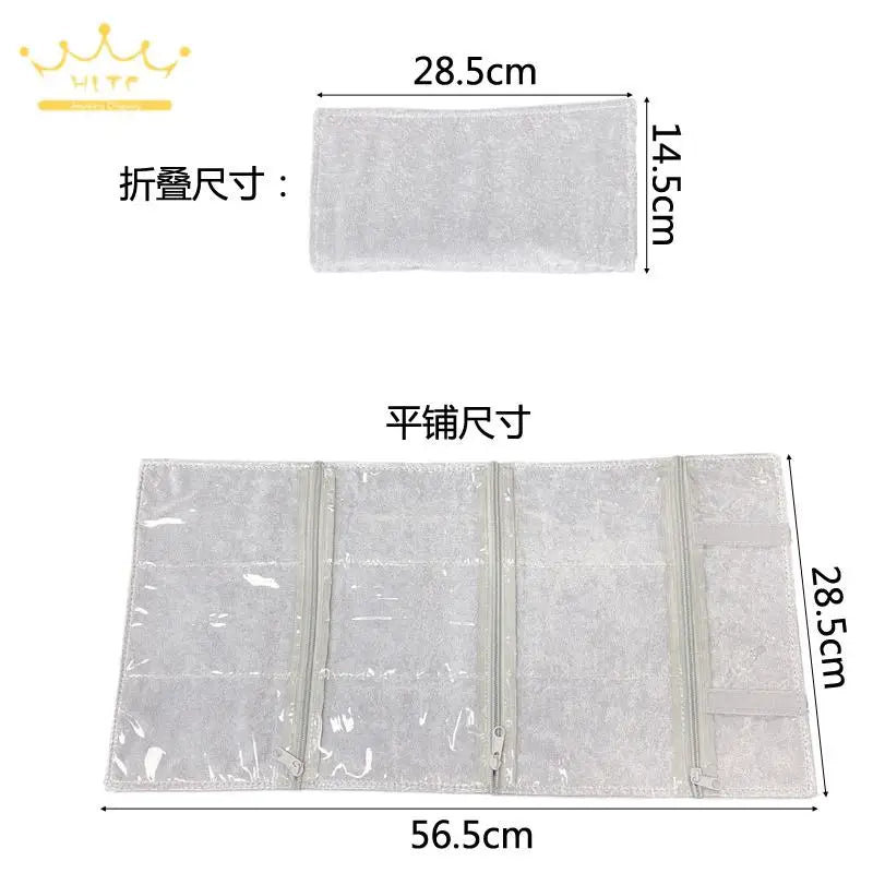 Velvet Zipper Pvc Lattice Dust-Proof and Antioxidant Jewelry Wrap Bag Brooch Ring Earring Organizer Organizer Bag