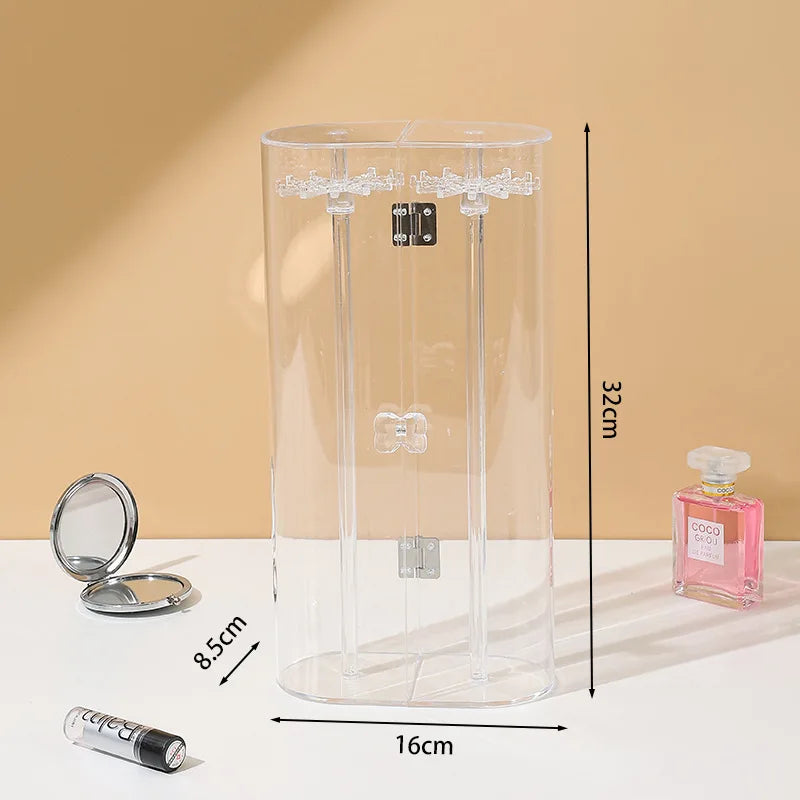 Acrylic Necklace Storage Box with Rotating Hook Bracelet Jewelry Display Rack Personal Ring Hairpin Jewelry Dustproof Box