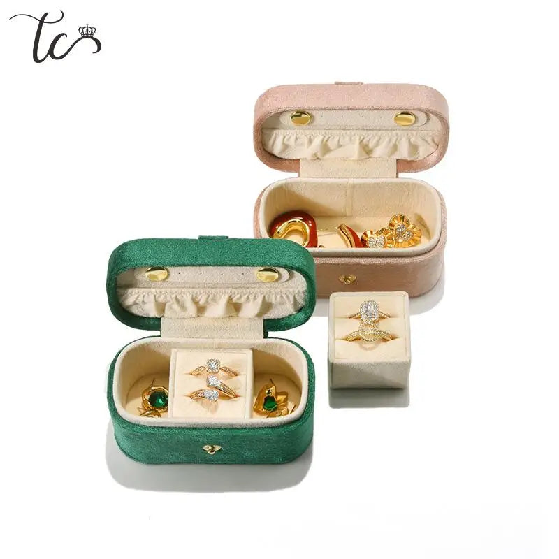 Portable Velvet Small Jewelry Box Jewelry Packaging Box Velvet Ring Earring Container Traditional Festival Gift Packing Boxes