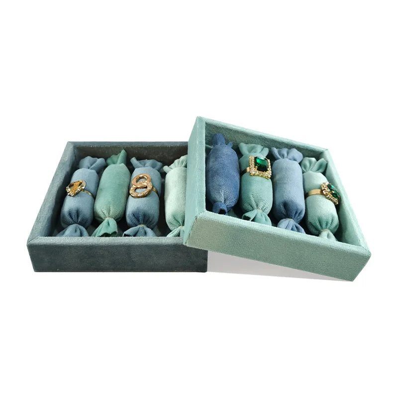 Velvet Candy Shaped Ring Storage Rack Earrings Bracelet Pendant Necklace Jewelry Storage Display Tray