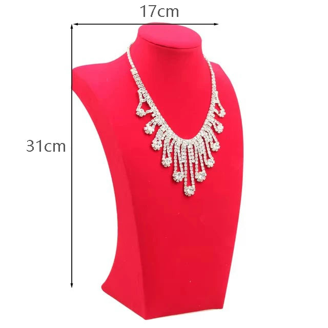 Red Velvet Necklace Jewelry Display Stand Mannequin Pendant Display Holder Model Shelf Neck Bust Frame Showcase Necklace Display