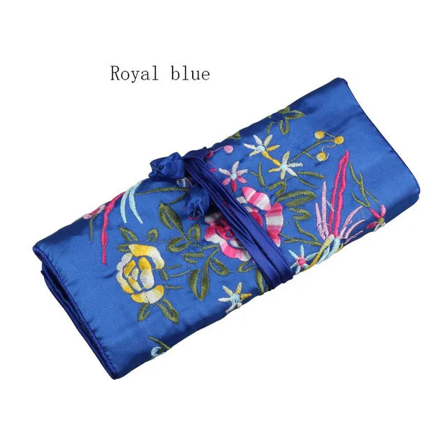 Satin Jewelry Roll Earring Bangle Holder Storage Pack Bag Travel Ring Necklace Jewellery Pouch Organizer Mix Colors