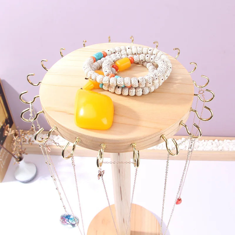 Wood Necklace Display Jewelry Display Pendant Stand Exhibition Necklace Earrings Bracelet Storage Holder Necklace Rack Showcase