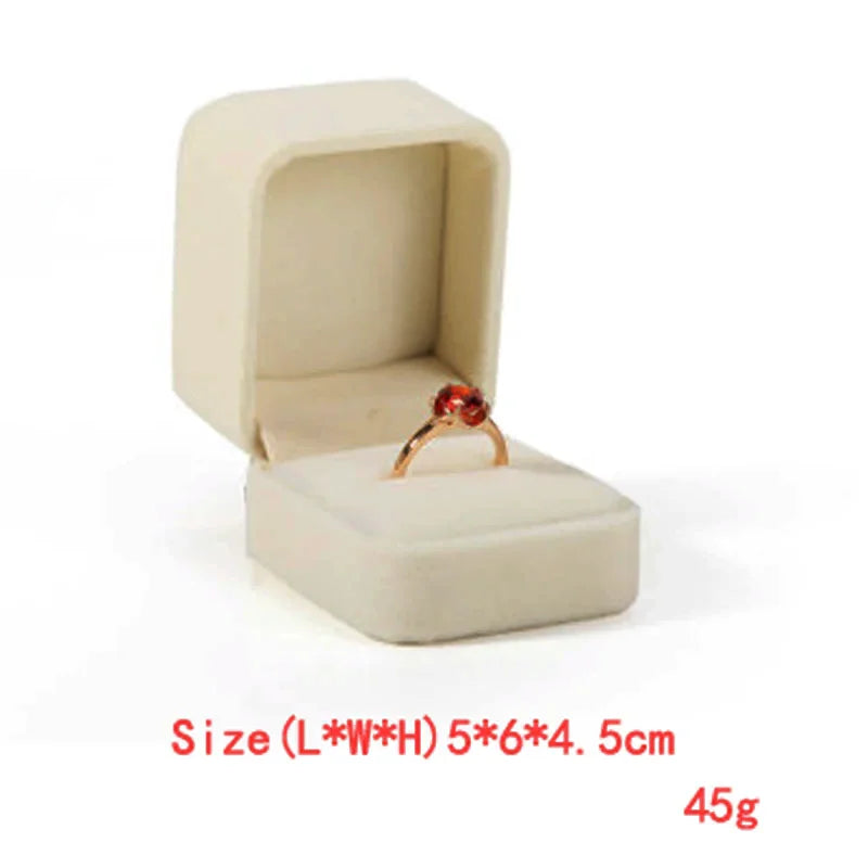 High Quality Beige Flannel Jewelry Box Jewelry Box Ring Necklace Earrings Pendant Storage Box