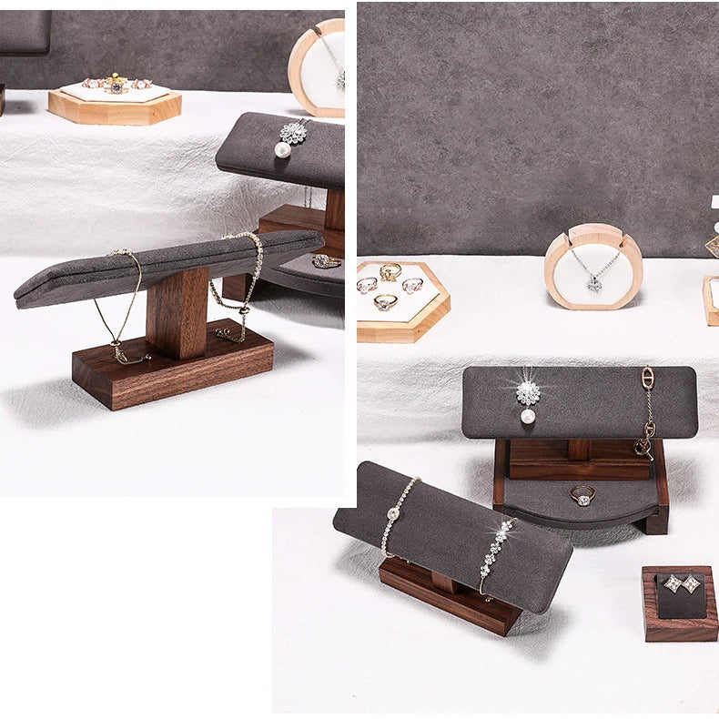 Walnut Bracelet Display Rack Bangle Watch Organizer Storage Showcase Stands Jewelry Display Props