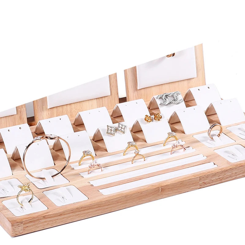 Solid Wood Jewelry Display Stand Necklace Pendant Ring Earrings Bracelet Storage Display Stand