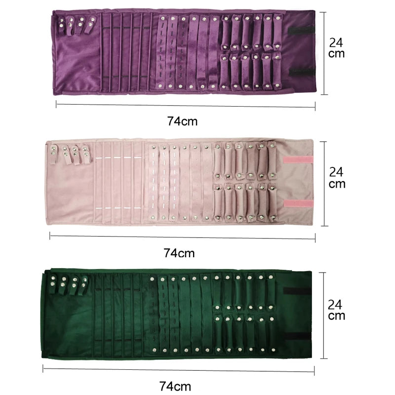 Velvet Jewelry Roll Bag Portable Travel Jewelry Roll Ring Earrings Necklace Pendant Storage Display Bag