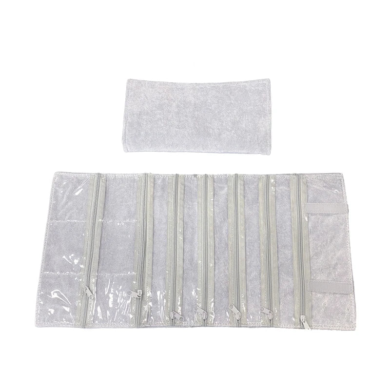 Velvet Zipper Pvc Lattice Dust-Proof and Antioxidant Jewelry Wrap Bag Brooch Ring Earring Organizer Organizer Bag