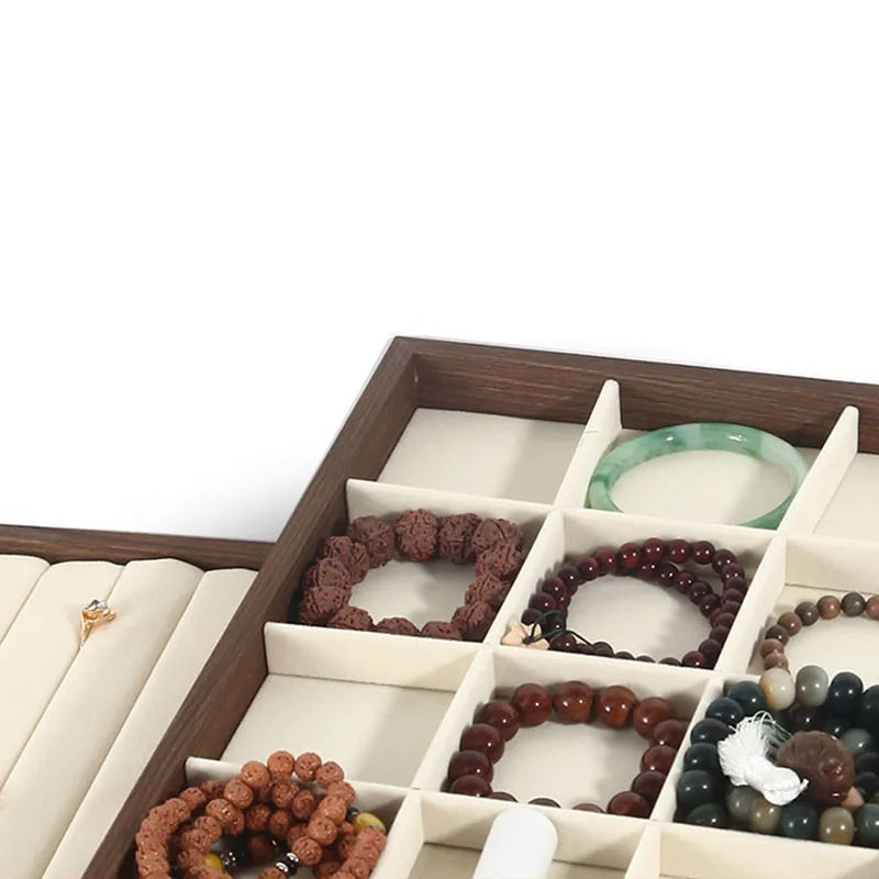 Wood Grain Jewelry Display Tray Ring Bracelet Holder Large Size Jewelry Organizers Storage Necklace Earrings Display Props