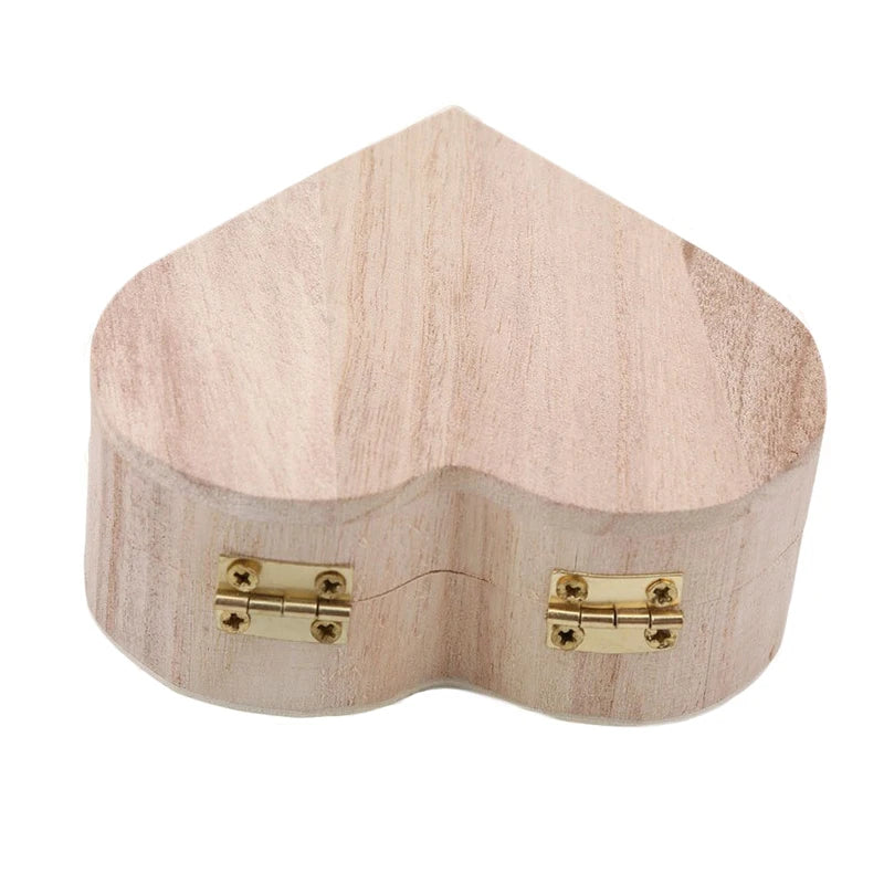Heart-Shaped Wooden Box Jewelry Case Ring Storage Wooden Contianer Jewelry Creative Gift Box New