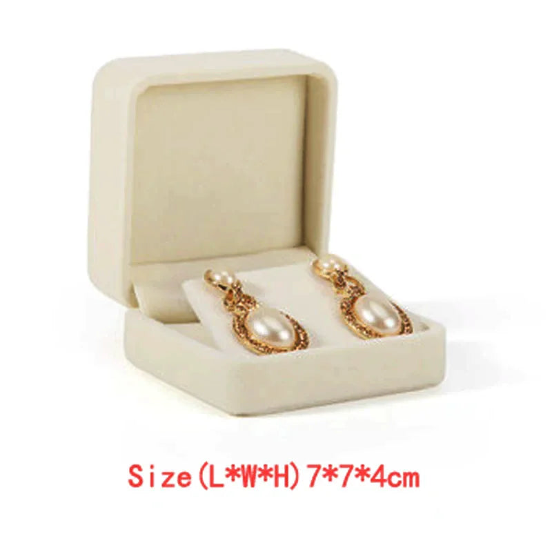 High Quality Beige Flannel Jewelry Box Jewelry Box Ring Necklace Earrings Pendant Storage Box