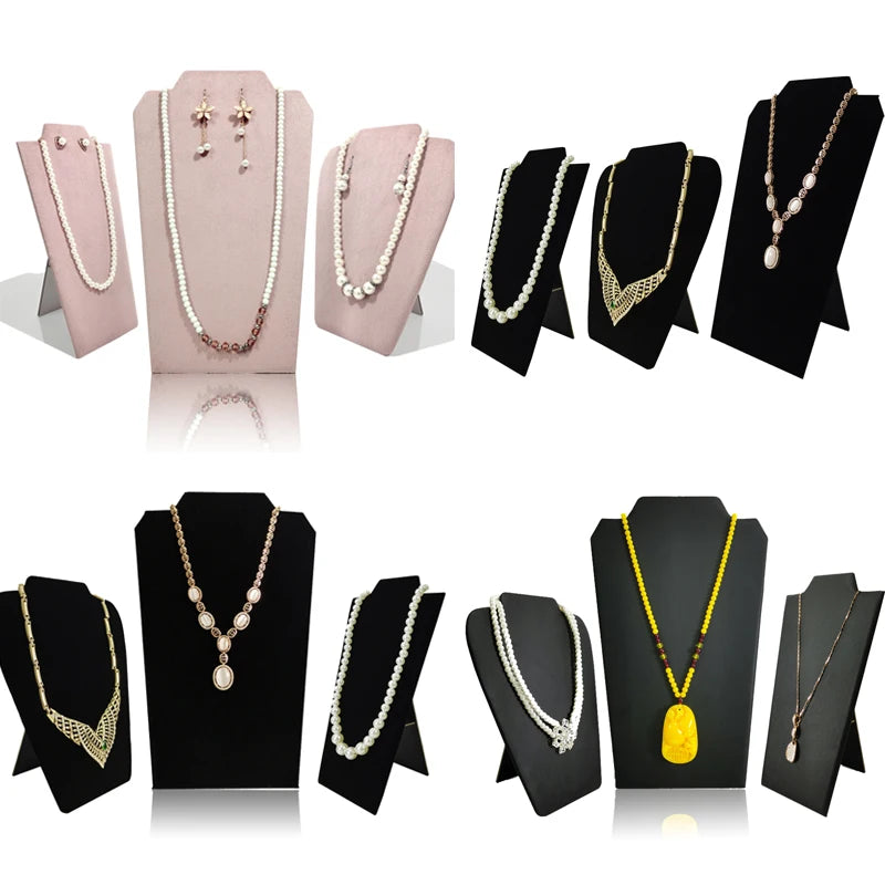 New Jewelry Display Stand Velvet Pu Pearl Necklace Display Board Pendant Earrings Storage Stand Counter Display